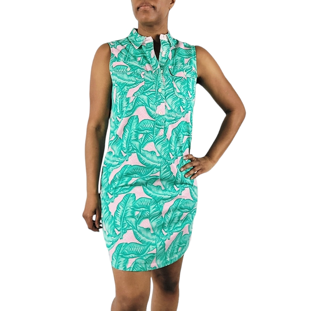 green emerald velvet dress Jonna Shirt Dress – Cream with Green Leaf Linen Blend main image 0
